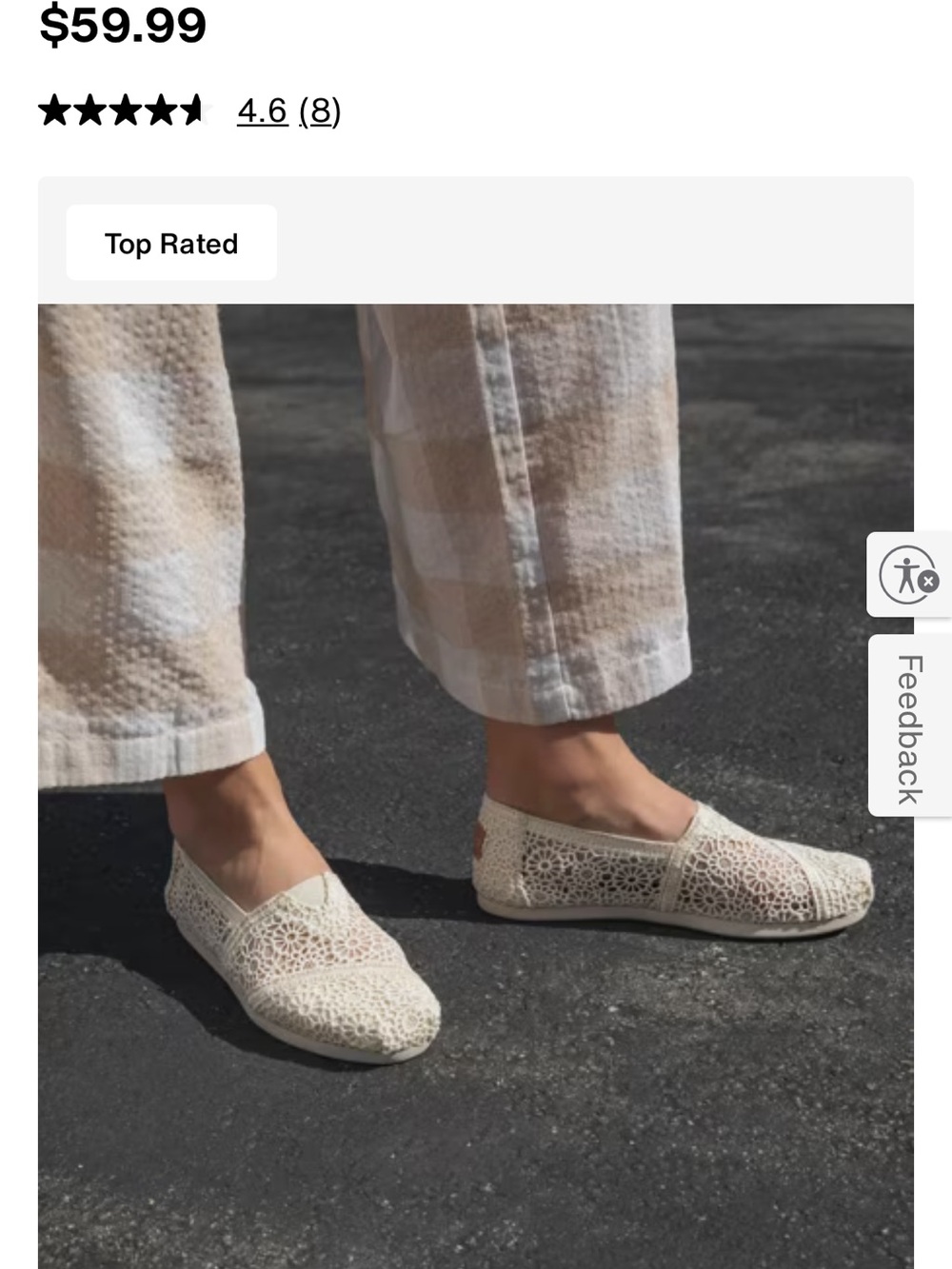 Toms Cream Crochet Slip-On Flats